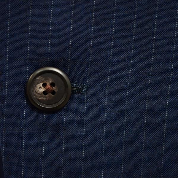 麻布テーラー 2つボタン シングルスーツ L A7 ダークネイビー ストライプ ノータック 開き見せ azabu tailor 夏物 春夏 薄手 6XA133 | 麻布テーラー | 02