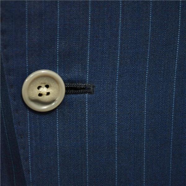 麻布テーラー 2つボタン シングルスーツ L A7 ダークネイビー ストライプ ノータック 開き見せ azabu tailor 夏物 春夏 薄手 6XA135 | 麻布テーラー | 02
