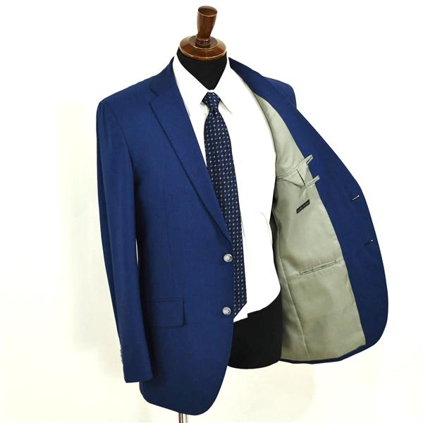 麻布テーラー 2つボタン シングルスーツ L A7 ダークネイビー ストライプ ノータック 開き見せ azabu tailor 夏物 春夏 薄手 6XA136 | 麻布テーラー | 01