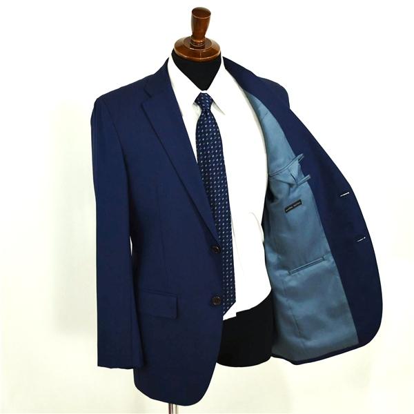 麻布テーラー 2つボタン シングルスーツ L A7 ダークネイビー ストライプ ノータック 開き見せ azabu tailor 夏物 春夏 薄手 6XA141 | 麻布テーラー | 01