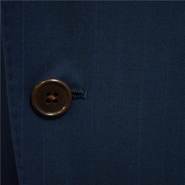 麻布テーラー 2つボタン シングルスーツ L A7 ダークネイビー ストライプ ノータック 開き見せ azabu tailor 夏物 春夏 薄手 6XA141 | 麻布テーラー | 02