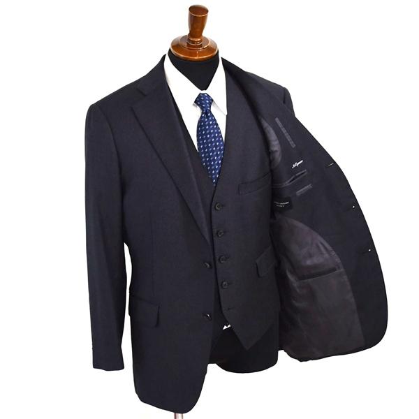 ユニバーサルランゲージ 伊製 REDA生地 3ピース 3つボタン シングルスーツ L A7 ダークグレー ノータック C001 合物 春夏秋 6XA143 | UNIVERSAL LANGUAGE | 01