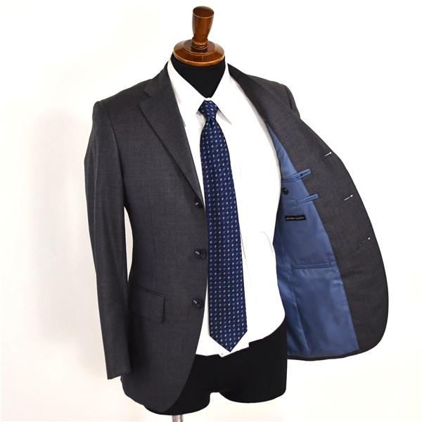 美品 麻布テーラー 3つボタン シングルスーツ L A7 ダークグレー ノータック 袖口4つ釦 開き見せ azabu tailor 合物 春秋 6XB002 | 麻布テーラー | 01