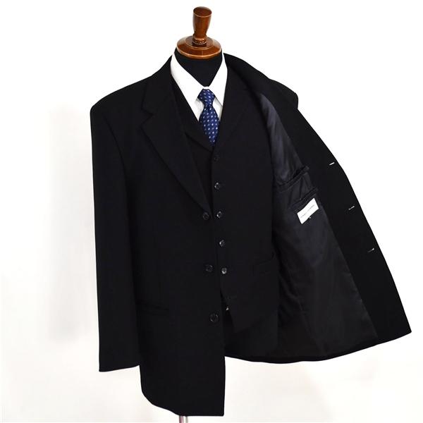 GIOVE GIUNOE 3ピース 3つボタン シングルスーツ L Y7 ブラック ストライプ スリータック 袖口3つ釦 開き見せ 1764 合物 春夏秋 6XB016 | ブランド登録なし | 01