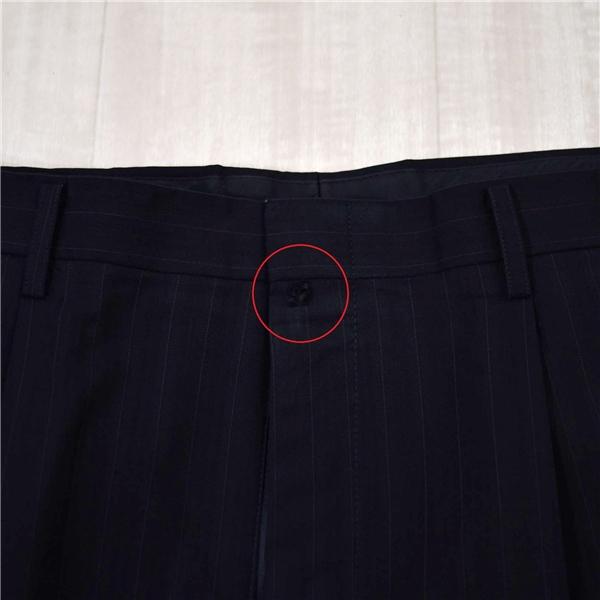 伊製 ロロピアーナ生地 段返り 3つボタン シングルスーツ XL BB6 ダークネイビー ストライプ 袖口4つ釦 開き見せ 3009 夏物 春夏 6XB023 | Loro Piana | 06