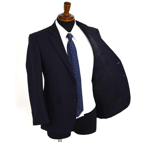 美品 Kintetsu 2つボタン シングルスーツ S YA4 ダークネイビー ストライプ ノータック 開き見せ 11145-25C8964 合物 春秋 6XB030 | ブランド登録なし | 01