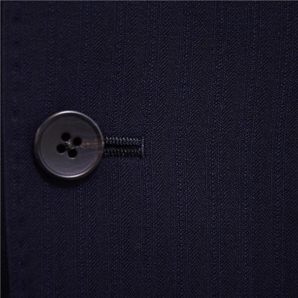 美品 Kintetsu 2つボタン シングルスーツ S A4 ダークネイビー ストライプ ノータック 開き見せ 34614-20C8424 合物 春秋 6XB031 | ブランド登録なし | 02