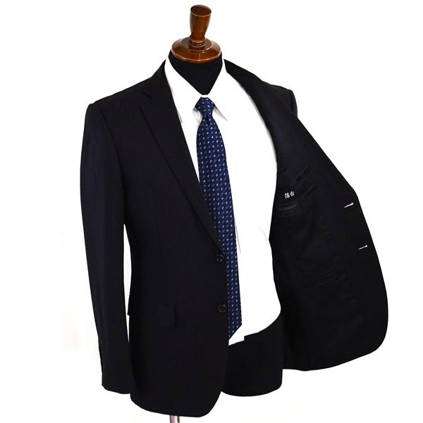 ダーバン 2つボタン シングルスーツ M A6 ブラック ストライプ ノータック 袖口4つ釦 開き見せ D210652-98 合物 春秋 6XB064 | D'URBAN | 01