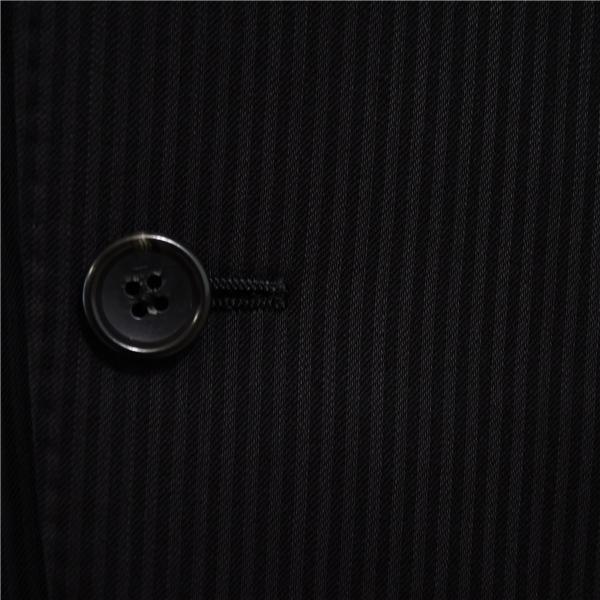 ダーバン 2つボタン シングルスーツ M A6 ブラック ストライプ ノータック 袖口4つ釦 開き見せ D210652-98 合物 春秋 6XB064 | D'URBAN | 02