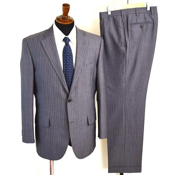 ニューヨーカー モヘア混 シルク混 2つボタン シングルスーツ L AB6 ダークグレー ストライプ 16-07-9127-75-46 合物 春秋 6XB067 | NEWYORKER