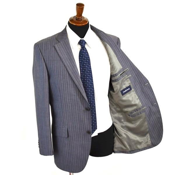 ニューヨーカー モヘア混 シルク混 2つボタン シングルスーツ L AB6 ダークグレー ストライプ 16-07-9127-75-46 合物 春秋 6XB067 | NEWYORKER | 01