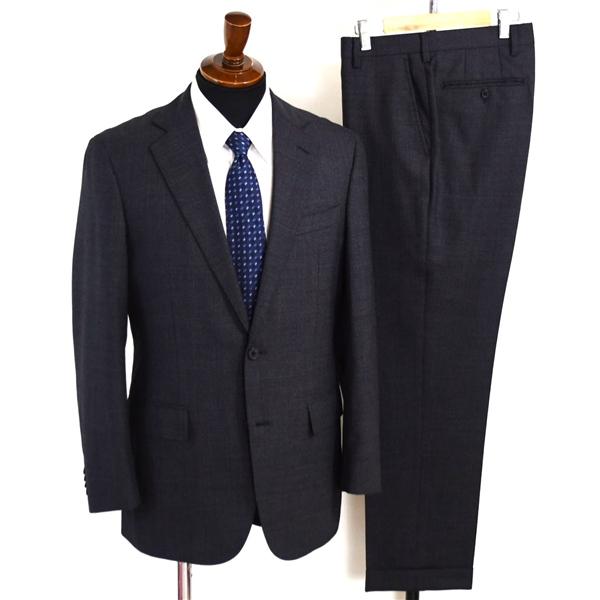 美品 ニューヨーカー 2つボタン シングルスーツ M A6 ダークグレー バーズアイ ノータック 開き見せ 16-08-3103-04-36 合物 春秋 6XB068 | NEWYORKER