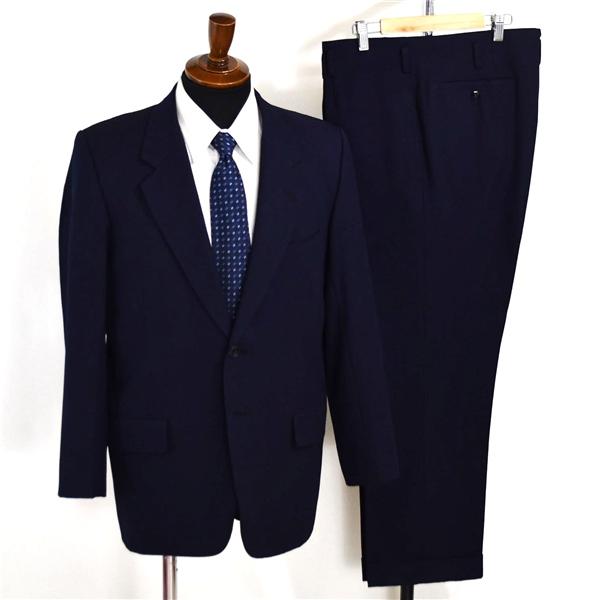 廣田洋服店 2つボタン シングルスーツ M AB5 ダークネイビー ストライプ ワンダーツ 袖口3つ 釦開き見せ 夏物 春夏 6XB078 | ブランド登録なし