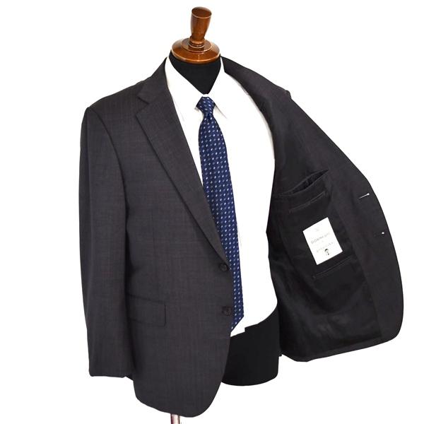 五大陸 2つボタン シングルスーツ M BB4 ダークグレー ストライプ ノータック 袖口4つ釦 開き見せ SR-GL-GM-1130 夏物 春夏 薄手 6XB084 | gotairiku | 01