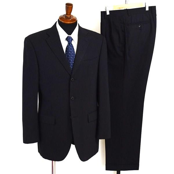 五大陸 gotairiku 3つボタン シングルスーツ M A6 ブラック ストライプ 袖口4つ釦 開き見せ SP-GO-LA-0502 夏物 春夏 薄手 6XB085 | gotairiku