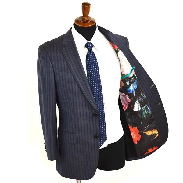 ポールスミス 英国製 ドーメル生地 2つボタン シングルスーツ L A6 ダークグレー ストライプ ノータック PF-MX-71171 合物 春秋 6XB091 | Paul Smith | 01