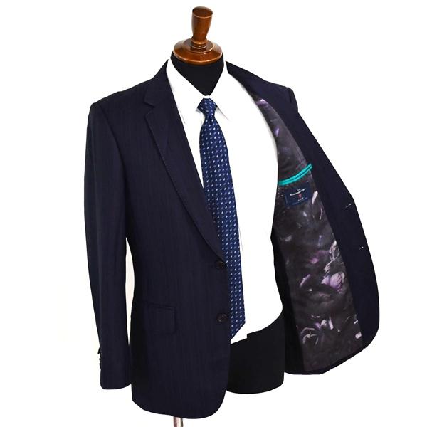 ポールスミス 伊製 ゼニア生地 2つボタン シングルスーツ L A6 ダークネイビー ストライプ ノータック PF-ST-00000 合物 春秋 6XB092 | Paul Smith | 01