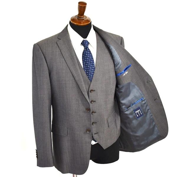 パーソンズ フォーメン 3ピース 2つボタン シングルスーツ M AB6 ダークグレー ストライプ ノータック 開き見せ PFM003 合物 春秋 6XB100 | PERSON'S(ファッション) | 01