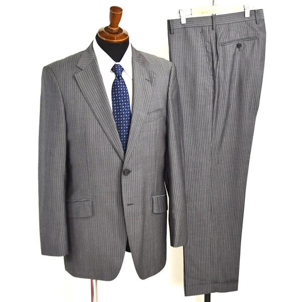 伊製 エルメネジルドゼニア シルク混生地 2つボタン シングルスーツ L AB7 ダークグレー ストライプ ノータック MS50062 夏物 春夏 6XB105 | ZEGNA