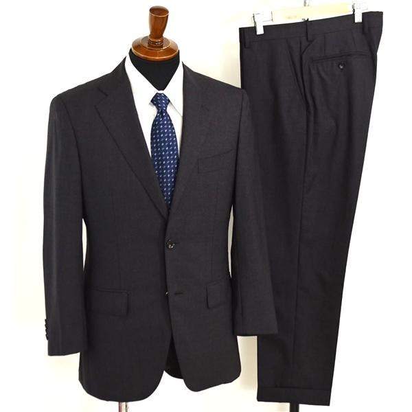 ONLY 英国製 ドーメル生地 2つボタン シングルスーツ M YA4 ダークグレー ノータック 開き見せ 5-0122-41-469 夏物 春夏 薄手 6XC013 | ONLY