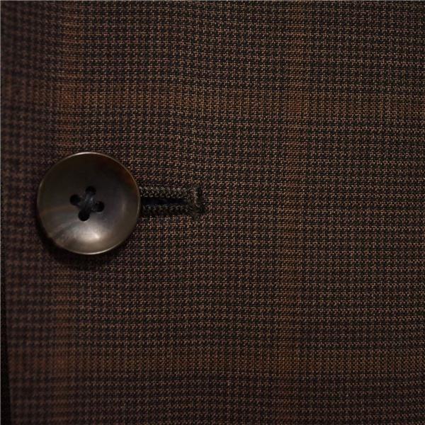 スーツセレクト 伊製 130's生地 3つボタン シングルスーツ S Y5 ダークブラウン ウインドペン ノータック 本切羽 SLJ1661 春夏 6XC015 | SUIT SELECT | 02