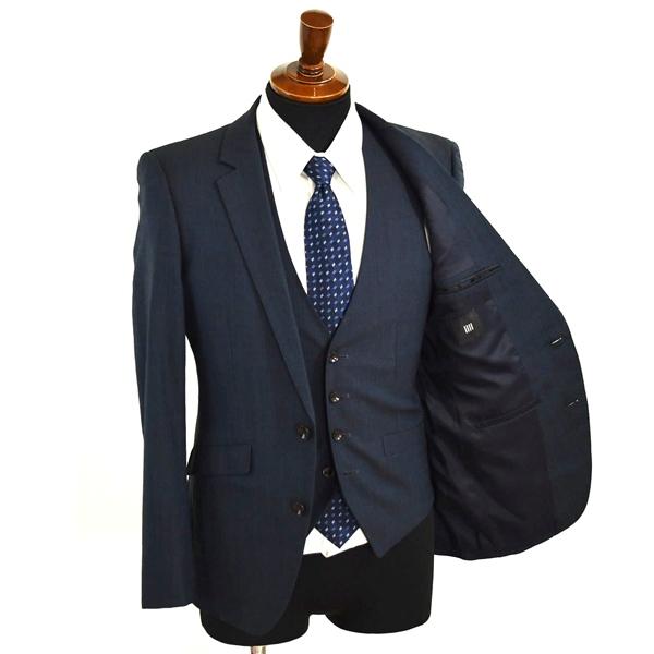 スーツセレクト 3ピース 2つボタン シングルスーツ S A4 ダークネイビー ノータック 袖口4つ釦 開き見せ BLK1651 合物 春夏秋 6XC016 | SUIT SELECT | 01