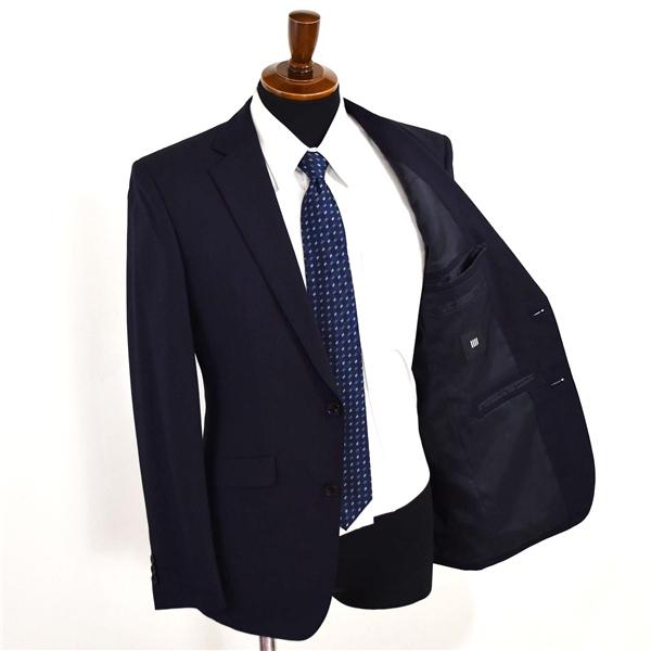 美品 スーツセレクト 2つボタン シングルスーツ M A6 ダークネイビー ストライプ ノータック BLRP1852 夏物 春夏 薄手 6XC028 | SUIT SELECT | 01