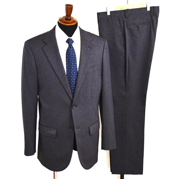 P.S.FA 2つボタン シングルスーツ XL A8 ダークグレー ストライプ ノータック 袖口4つ釦 開き見せ PEC132903-18 夏物 春夏 薄手 6XC041 | Perfect Suit FActory
