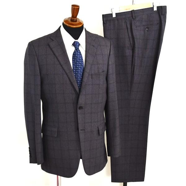 P.S.FA 2つボタン シングルスーツ XL A8 ダークグレー ウインドペン ノータック 袖口4つ釦 開き見せ 29154734-15 夏物 春夏 薄手 6XC043 | Perfect Suit FActory