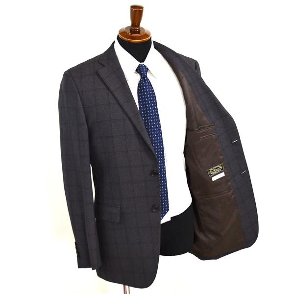 P.S.FA 2つボタン シングルスーツ XL A8 ダークグレー ウインドペン ノータック 袖口4つ釦 開き見せ 29154734-15 夏物 春夏 薄手 6XC043 | Perfect Suit FActory | 01