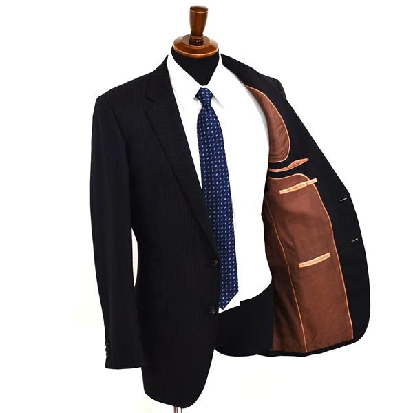 P.S.FA 2つボタン シングルスーツ L Y8 ブラック ストライプ ノータック 袖口4つ釦 本切羽 IC020252-09S 夏物 春夏 薄手 6XC047 | Perfect Suit FActory | 01