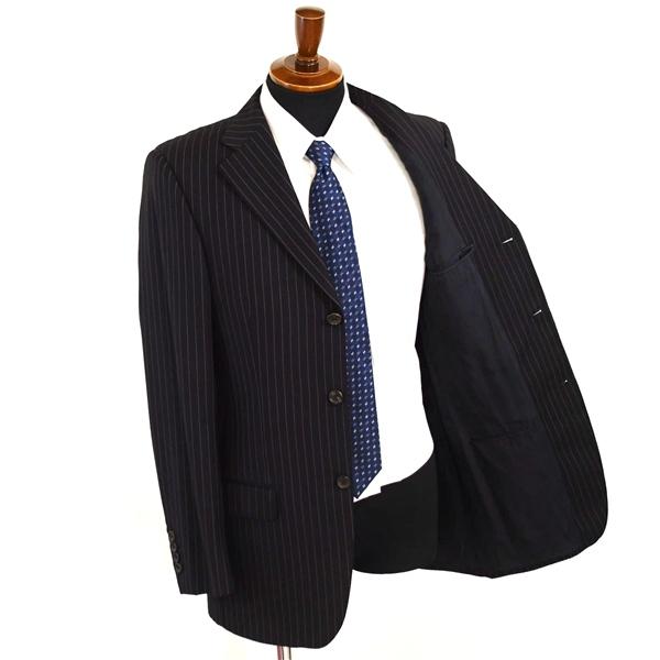GUCCI 3つボタン シングルスーツ M Y6 ブラック ストライプ ノータック 袖口4つ釦 開き見せ 28EGF3 合物 春秋 6XC051 | GUCCI | 01