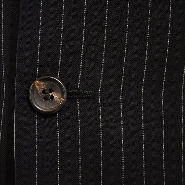 GUCCI 3つボタン シングルスーツ M Y6 ブラック ストライプ ノータック 袖口4つ釦 開き見せ 28EGF3 合物 春秋 6XC051 | GUCCI | 02