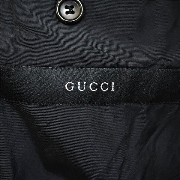 GUCCI 3つボタン シングルスーツ M Y6 ブラック ストライプ ノータック 袖口4つ釦 開き見せ 28EGF3 合物 春秋 6XC051 | GUCCI | 03