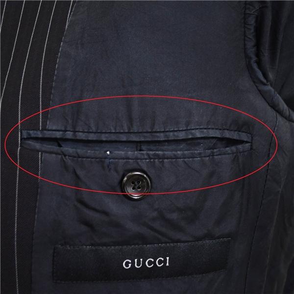 GUCCI 3つボタン シングルスーツ M Y6 ブラック ストライプ ノータック 袖口4つ釦 開き見せ 28EGF3 合物 春秋 6XC051 | GUCCI | 07