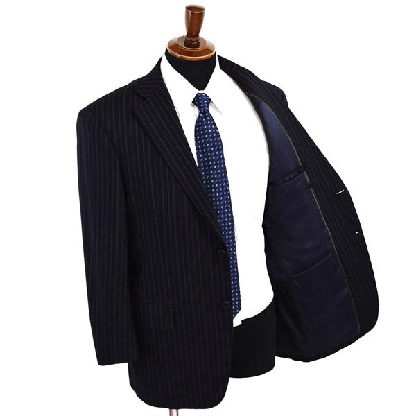 Jプレス 2つボタン シングルスーツ M AB5 ブラック ストライプ ツータック 袖口4つ釦 開き見せ J.PRESS 586 合物 春秋 6XC055 | J.PRESS | 01