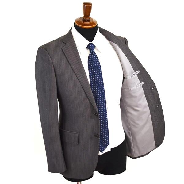 アローズ green label relaxing シルク混 2つボタン シングルスーツ M Y5 ダークグレー ストライプ ノータック 3121-199-1569 春秋 6XC057 | green label relaxing | 01