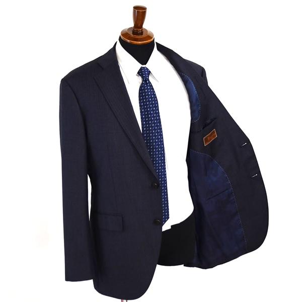 Begin 伊製 130's カシミヤ混生地 2つボタン シングルスーツ XL AB8 ダークネイビー ストライプ ノータック 176114 合物 春秋 6XC078 | ブランド登録なし | 01