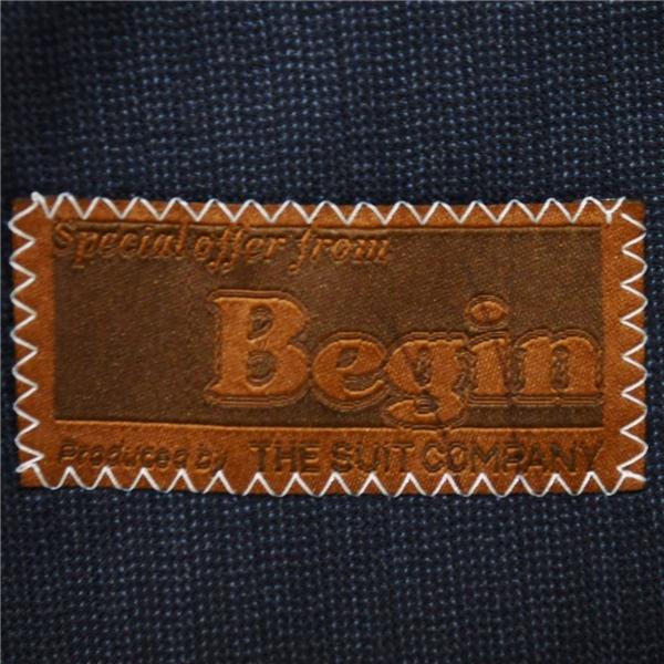 Begin 伊製 130's カシミヤ混生地 2つボタン シングルスーツ XL AB8 ダークネイビー ストライプ ノータック 176114 合物 春秋 6XC078 | ブランド登録なし | 03