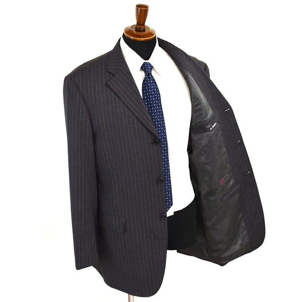 RITORNO 3つボタン シングルスーツ XL AB8 ダークグレー ストライプ ノータック 袖口4つ釦 開き見せ BNO45139-2 合物 春秋 6XC083 | ブランド登録なし | 01