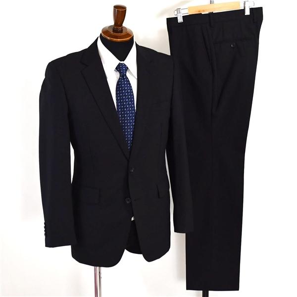 P.S.FA 2つボタン シングルスーツ M Y6 ブラック ストライプ ノータック 袖口4つ釦 開き見せ DS320151-09F 夏物 春夏 薄手 6XC084 | Perfect Suit FActory