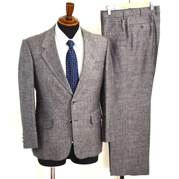 Pret a Porter 2つボタン シングルスーツ S A3 ダークグレー 杢 ノータック 袖口3つ釦 開き見せ 夏物 春夏 薄手 6XC085 | ブランド登録なし