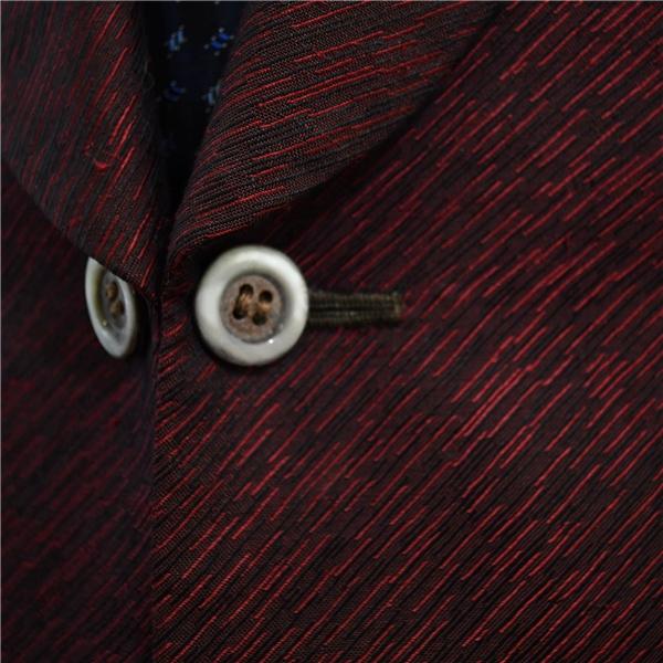 Pret a Porter 拝みボタン 1つボタン シングルスーツ S A3 ダークレッド ストライプ ノータック 開き見せ 夏物 春夏 6XC086 | ブランド登録なし | 02