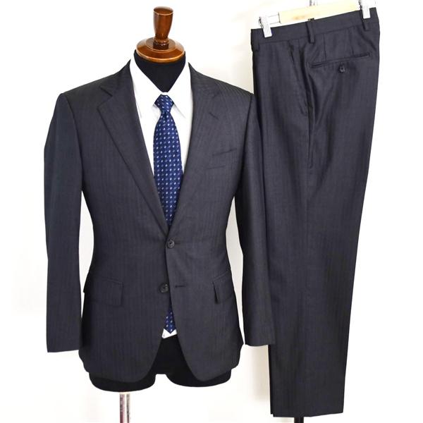 五大陸 2つボタン シングルスーツ S Y4 ダークグレー ストライプ ノータック 開き見せ SR-GO-HA-0105 夏物 春夏 gotairiku 6XD013 | gotairiku