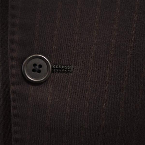 Dino 2パンツ 2つボタン シングルスーツ L A7 ダークブラウン ストライプ ノータック 袖口4つ釦 開き見せ 073643-1 合物 春秋 6XD014 | ブランド登録なし | 02