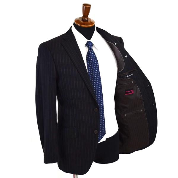 Mr.JUNKO 2パンツ 2つボタン シングルスーツ M YA5 ブラック ストライプ ノータック 袖口4つ釦 本切羽 ASSJ1004 夏物 春夏 6XD018 | ブランド登録なし | 01