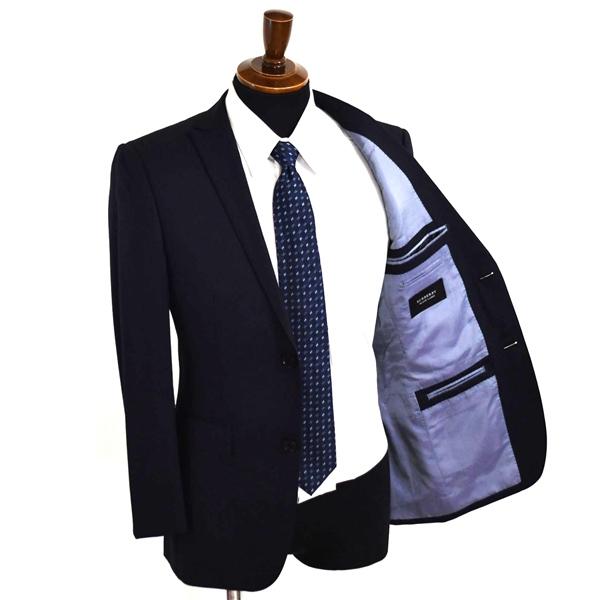 美品 バーバリー ブラックレーベル 2つボタン シングルスーツ S Y4 ダークネイビー ストライプ ノータック D1H23-107-29 春夏 6XD030 | BURBERRY BLACK LABEL | 01