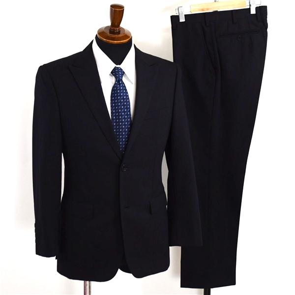 美品 バーバリー ブラックレーベル 100's生地 2つボタン シングルスーツ S Y4 ブラック ストライプ ノータック BMD18-506-09 春秋 6XD031 | BURBERRY BLACK LABEL