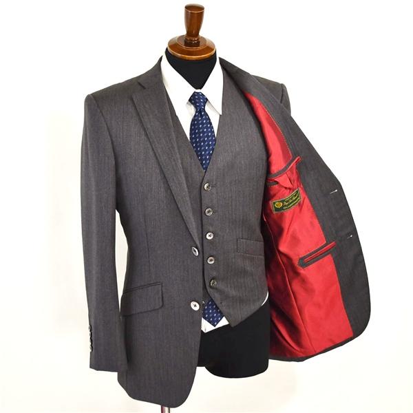 RICHARD JAMES 伊製 ロロピアーナ生地 3ピース 2つボタン シングルスーツ M YA5 ダークグレー ストライプ ノータック RBA9671 6XD043 | RICHARD JAMES | 01