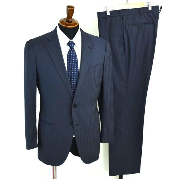 DRESSTERIOR 伊製 チェルッティ 2つボタン シングルスーツ M A6 ダークネイビー ストライプ ノータック 086-68009 夏物 春夏 6XD049 | ブランド登録なし